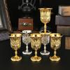 Small Goblet Chalices Retro Metal Wine Cup for Wedding Whiskeys Medieval European Style Embossed Drinking Cups Gift