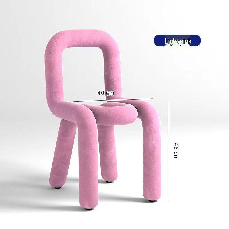 Creative Designer Vanity Chair with Backrest for Bedroom, Bold and Irregular Shape Leisure Stool