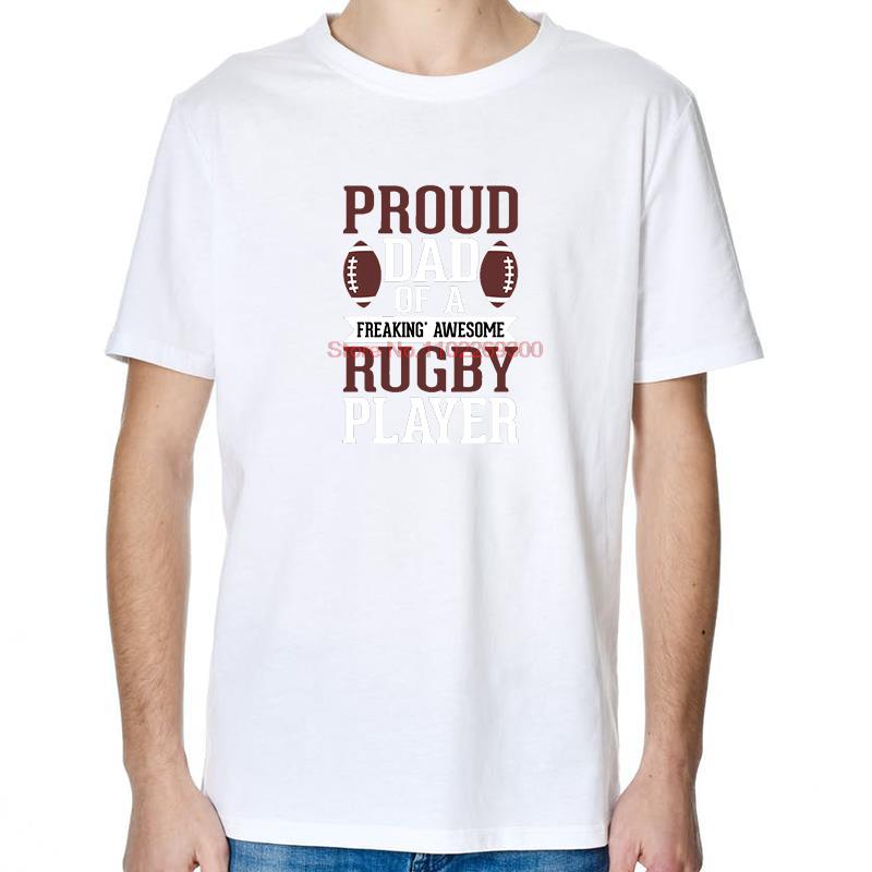 Proud Dad Of A Rugby Player Fashion Tees Tops Cotton New Shirts And TShirts Casual Unisex Streetwear Round Neck TShirt