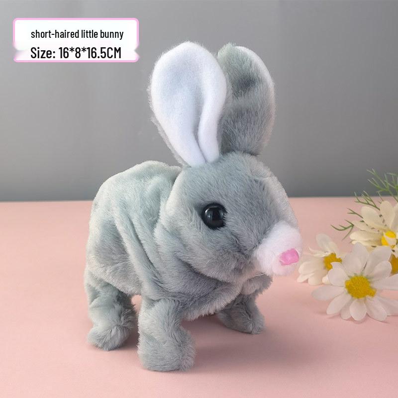 Interactive White Plush Rabbit Toy: Walks, Cries, and Moves Ears