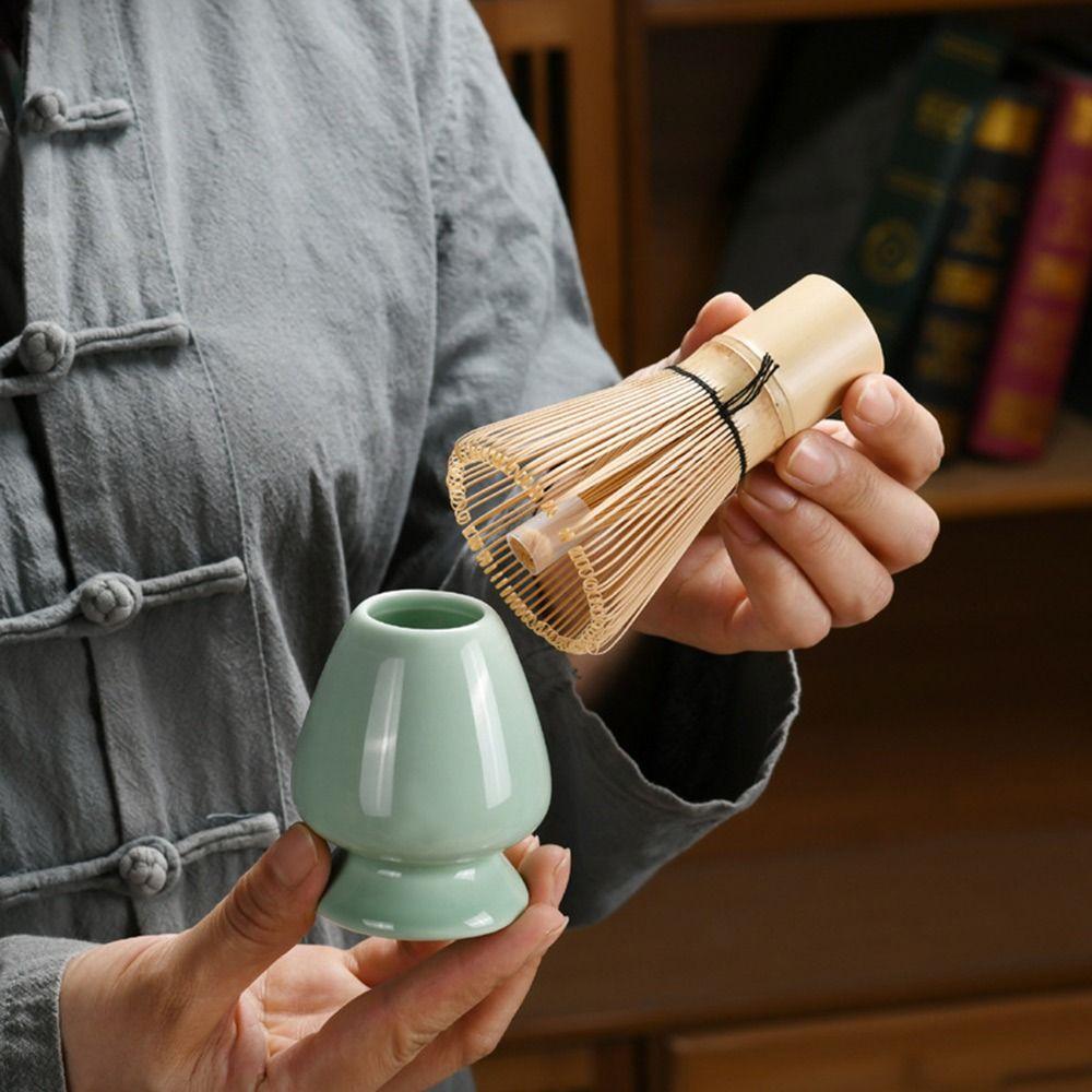 Solid Color Whisk Stand Holder Ceramic Bamboo Matcha Chasen Holder  for Tea Set Accessories