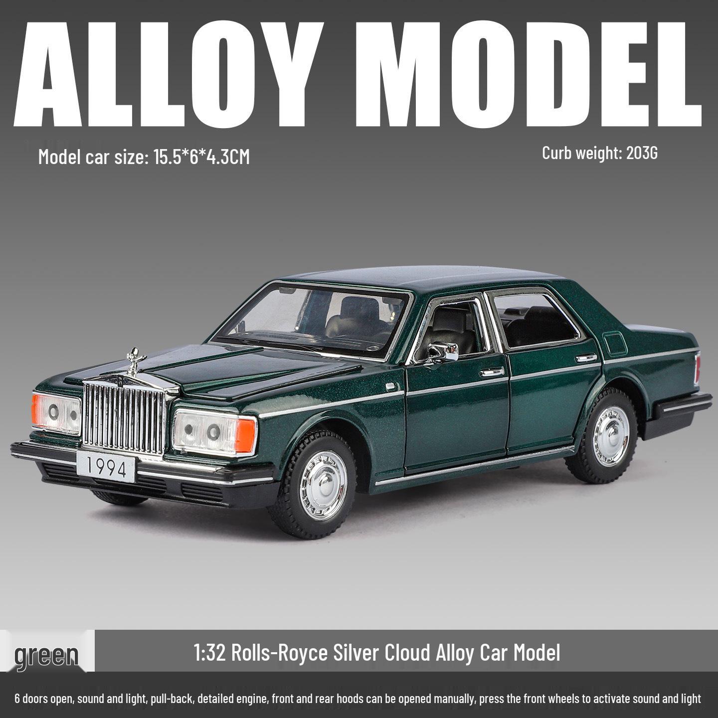 JCJ-32542 Silver Thorn Alloy Toy Car - 6 Door, Sound & Light, Pull-Back Modeluitable for Kids зелёный