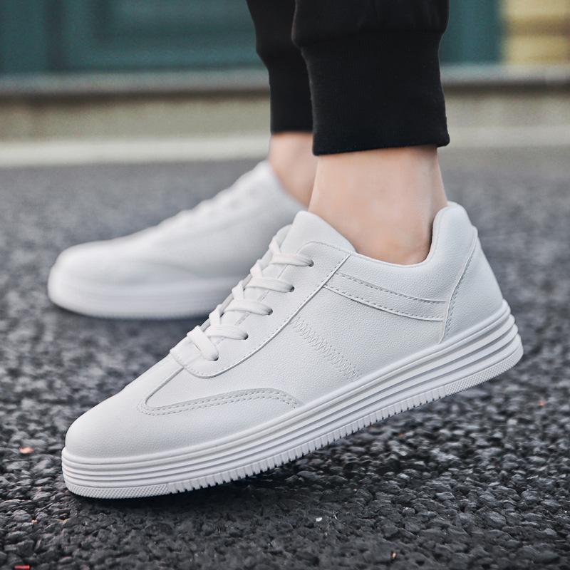 

Модне повсякденне взуття для чоловіків, суцільний колір, модне плоске комфортне дихаюче чоловіче взуття, протиковзке, зі шнурівкою, шкіряне, вулканізоване взуття 39