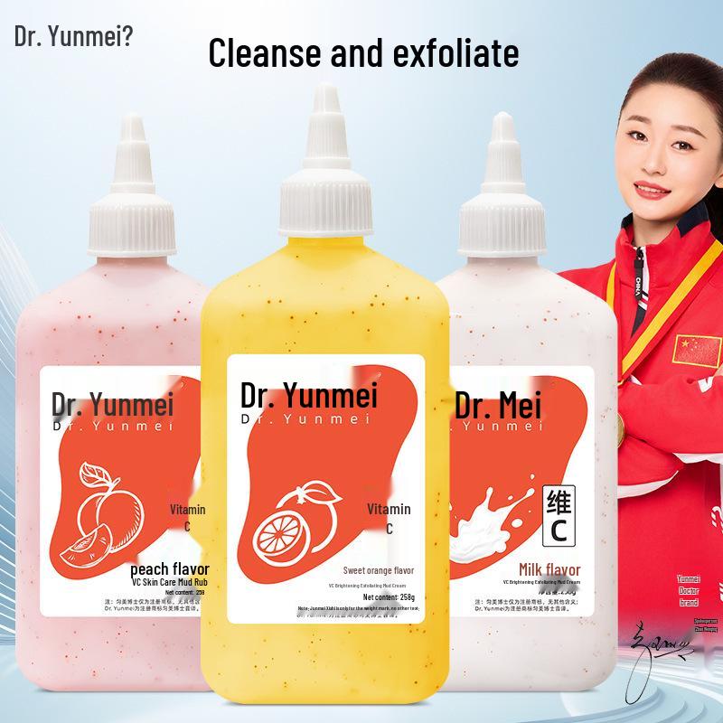 Dr. Junmei Vitamin C Brightening Scrub Cream for Gentle Body Cleansing, Exfoliating, Moisturizing, and Skin Brightening Sweet Orange Scent