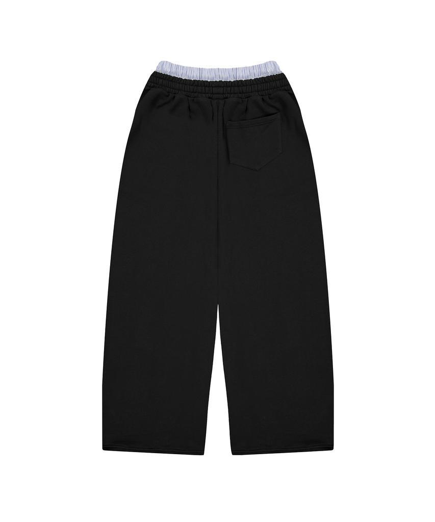 STANDARDERROR [All Seasons Or Fleece-Lined] 87-Stan279 Obi Layered Wide Loose Fit Sagging Sweatpants (3 Colors)
