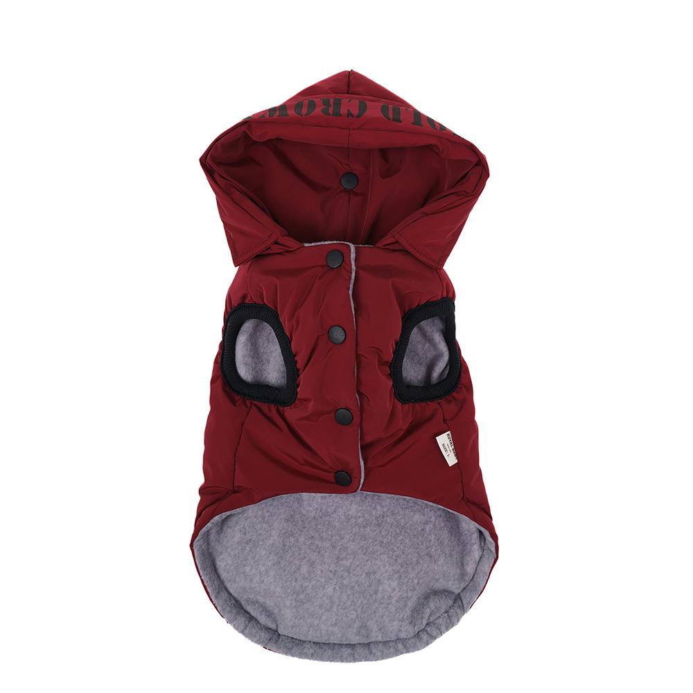 

New pet dog clothes warm and thickened autumn and winter dog clothes cold and windproof hooded cotton clothes pet clothes L темно-красного