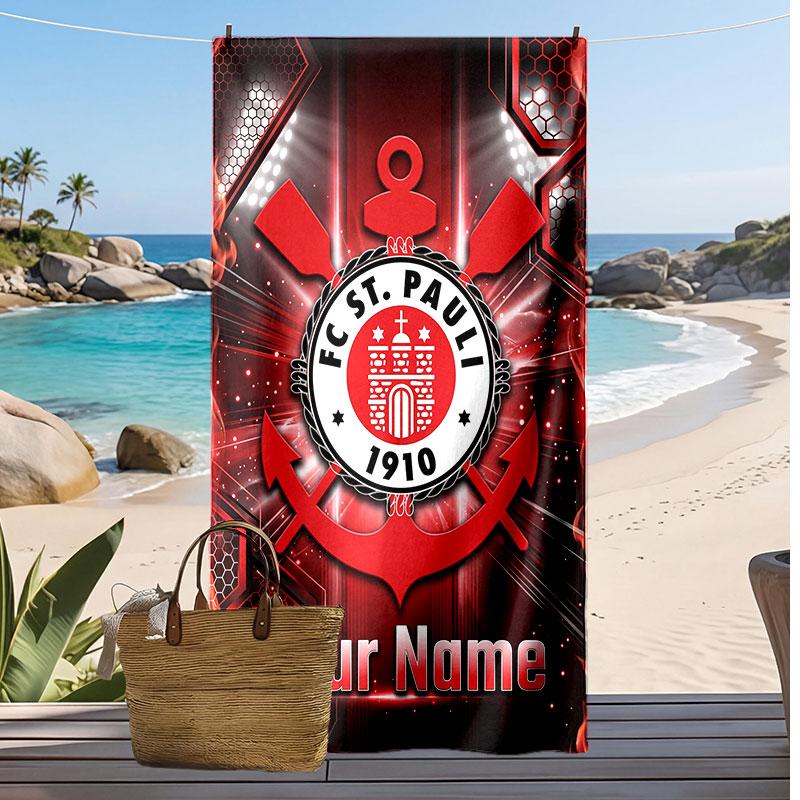 FC St. Pauli Personalisier Handtuch Fußball Logo Unterstützung Benutzerdefinierter Name Text Saugfähiges Handtuch Für Sport Reisen Besonderes Geschenk