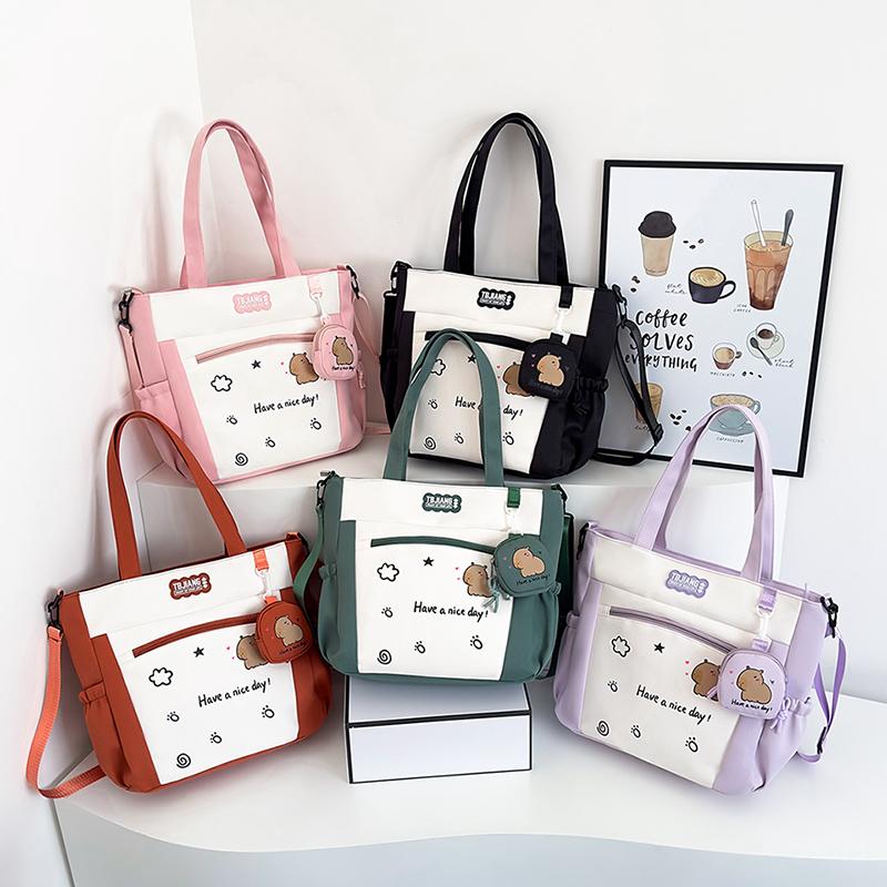 Women's Handbag Cartoon Print Book Bag Student Shoulder Bag Large Capacity Crossbody Bag