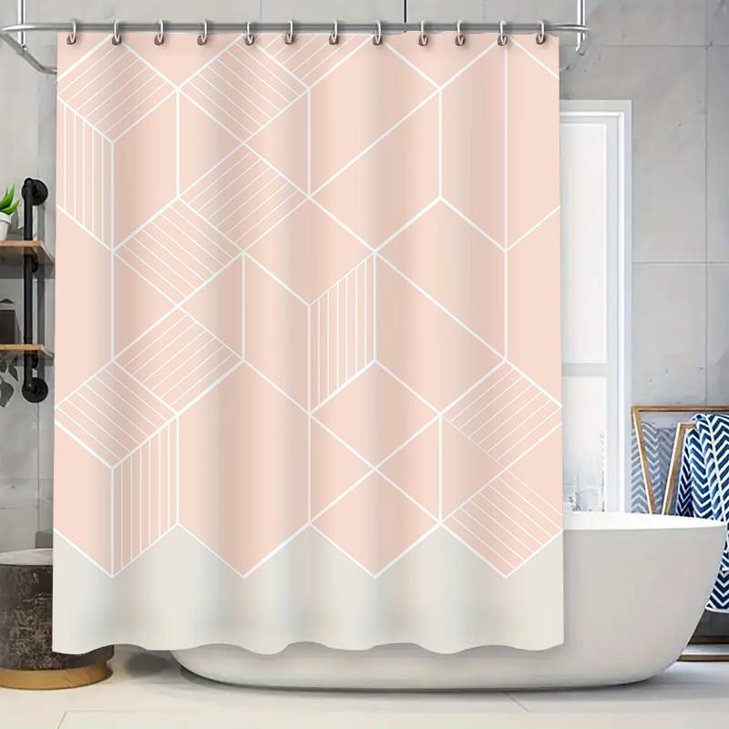 

Modern Geometric Shower Curtain Waterproof Fabric Liner Bathroom Decor Sets Vintage Farmhouse Style Backdrop W60H190(CM)-1 Pcs