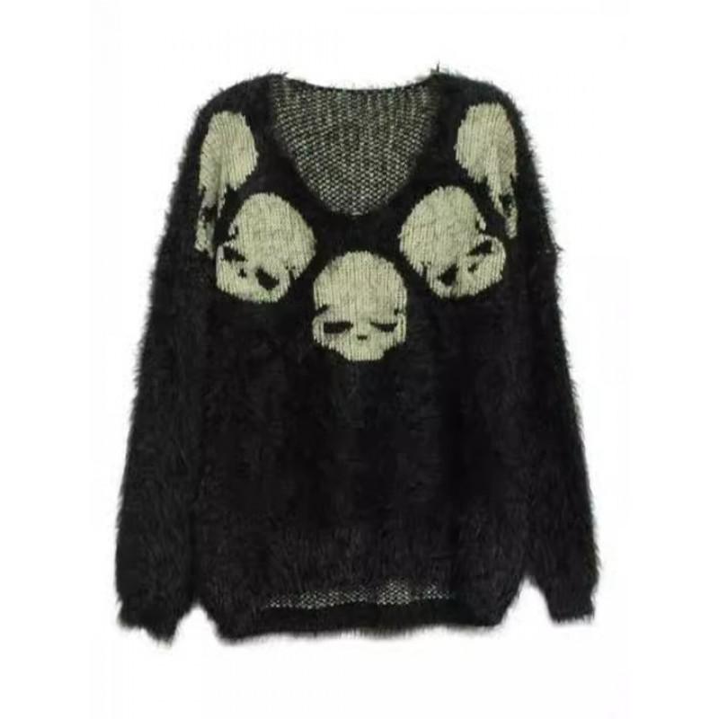 Unisex V-Neck Knit Sweater With 3D