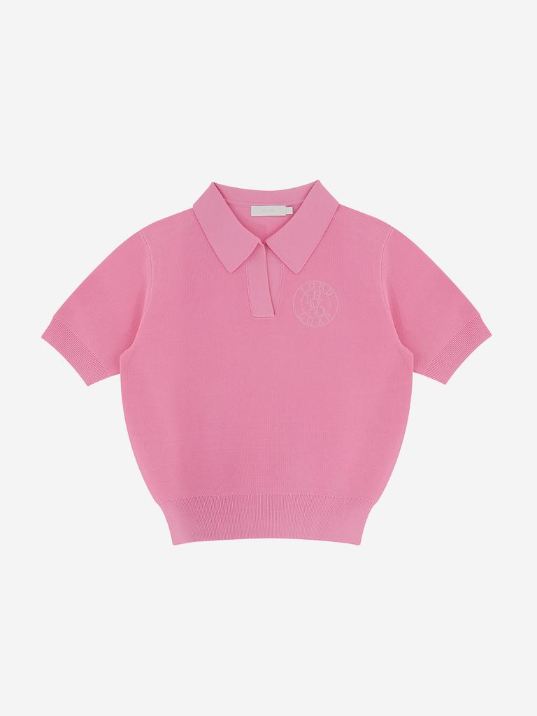 LORDLOAR Signature Collared Short Sleeve Knit Pink