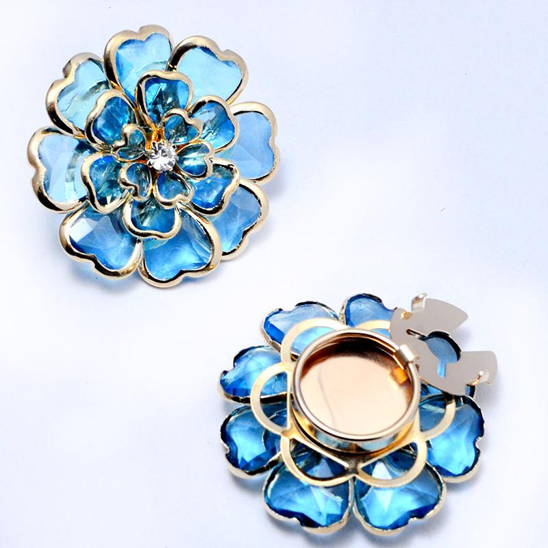 Women Double layer Flower Button Cover Clothing Decoration Accessories DIY Floral Pattern Wedding 38x17mm