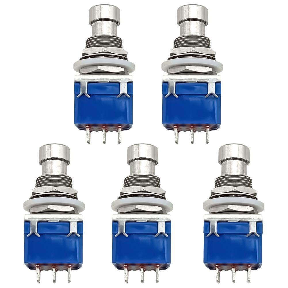 5 Stück Gitarren-Effektpedal 3PDT Fußschalter 9 Pins Rastend Stomp Druckknopf Fußschalter Gitarren-Effektpedal Druckknopf-Fußschalter