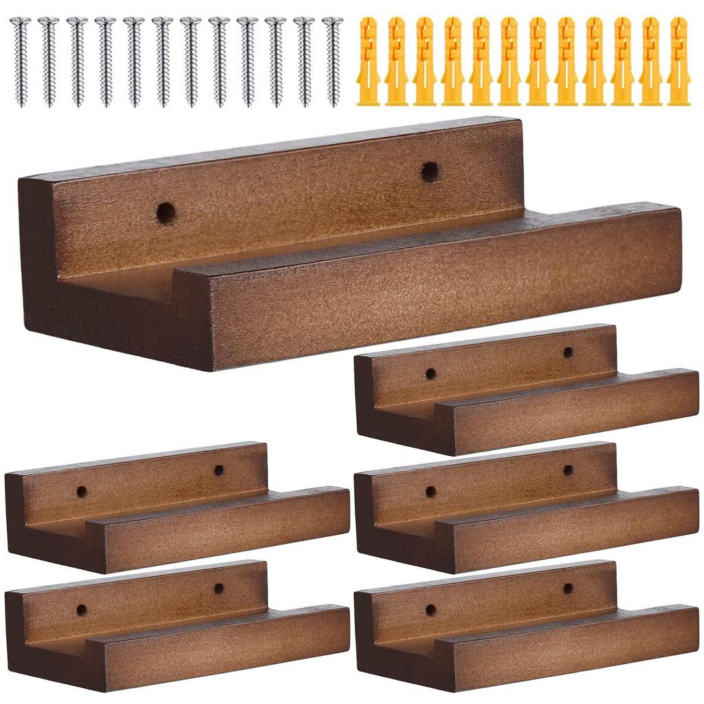 6pcs Wall Mount Wood Vinyl Record Shelf Small Record Holder Display Shelf Vinyl Record Shelves Record Album Display Holders