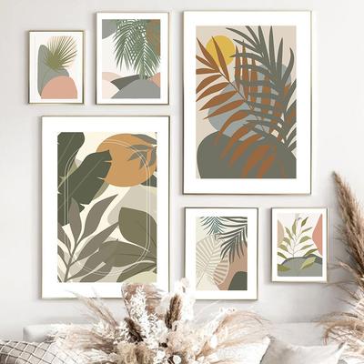 Arte abstracto de pared de plantas de Monstera, pintura en lienzo nórdico, impresión de carteles de plantas verdes, impresiones de imágenes de pared para decoración para sala de estar