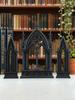 3pcs Gothic Style Castle Shape Tabletop Ornament, Black Wooden Cathedral Arch Book Ends, Vintage Home Office Shelf Decor Gift