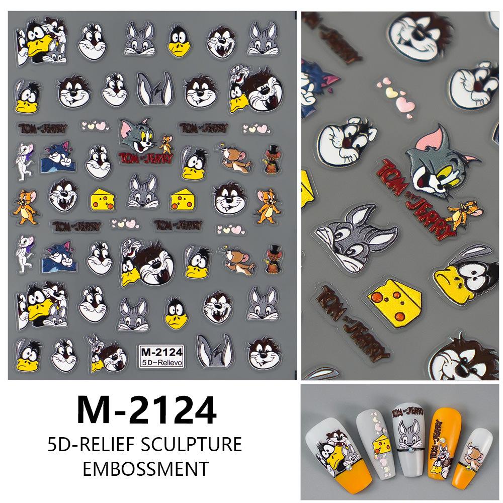 Redanco 5D Embossed Cat  Mouse Nail Art Stickers - 3D Self-Adhesive Nail Decor