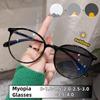 Fashion Oval Photochromic Myopia Glasses for Women and Men Cute Casual Full Frame Short Sight Eyeglasses Diopter 0 To -4.0