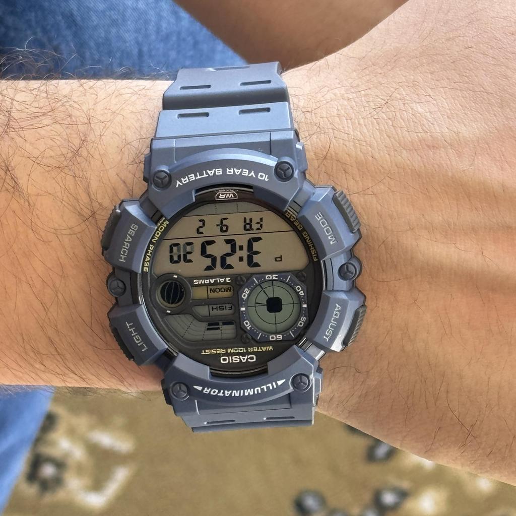 Casio Multifunction Clear Resin Strap Men's Watch, Digital, Dial, Band, WS-1500H-2AVDF, Blue,