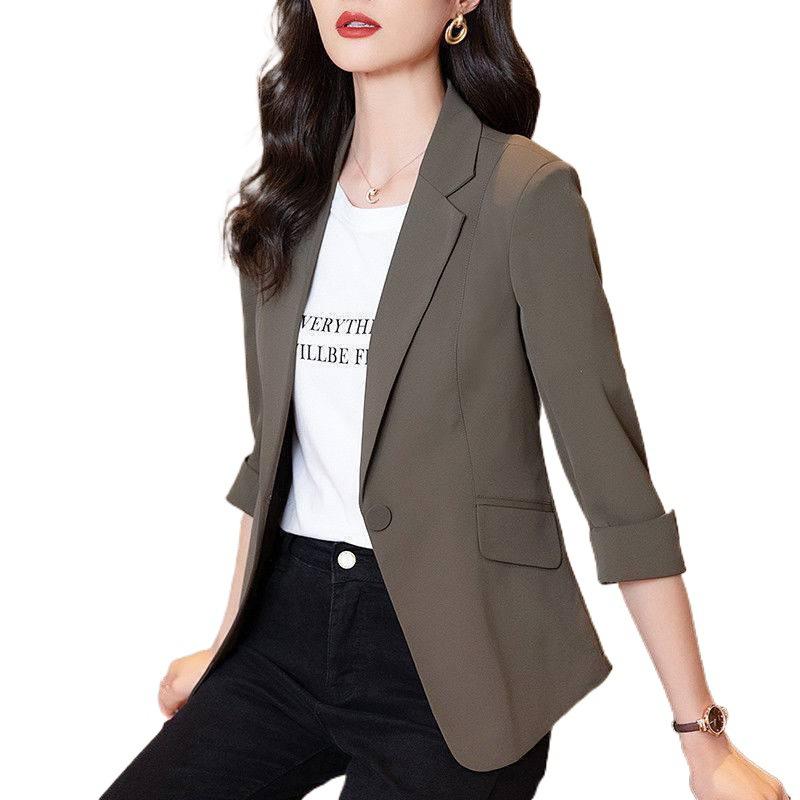 Giacca da completo sottile da donna a tre quarti per primavera ed estate, slim, casual, corta, piccola, taglie forti
