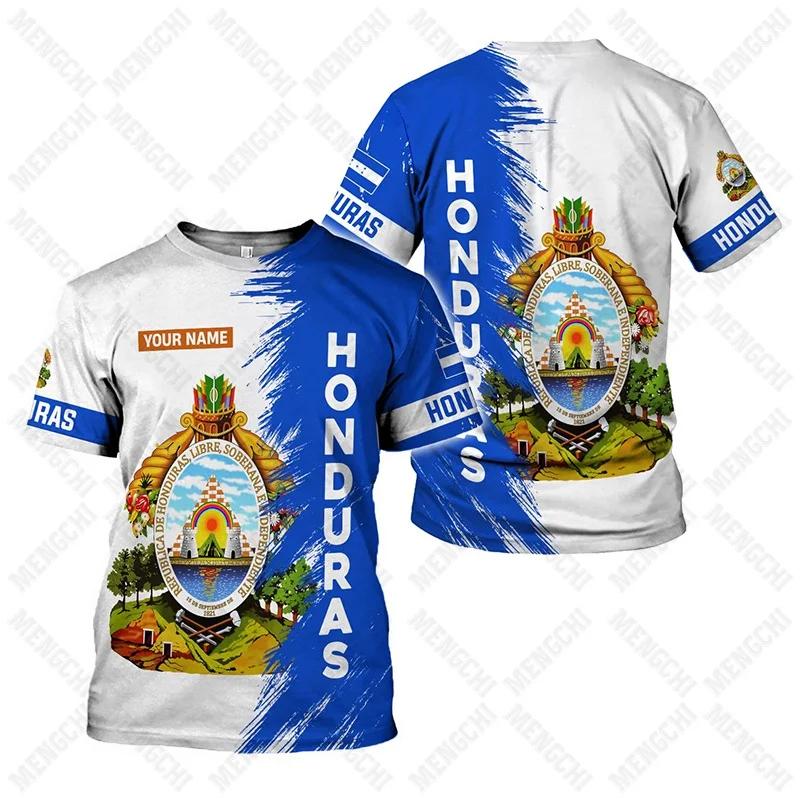 Honduras Vlajka Grafika Unisex Trička Letní Ležérní Streetwear Pánská Móda Dres Chlapec Nadrozměrná Trička Krátký Rukáv Sportovní Oblečení