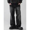 Spring Men's Vintage Multi-Pocket Cargo Jeans Vintage Distressed Baggy Denim Pants High Street Straight Wide Leg Jean