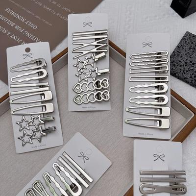 8 Stück Metall Silber Haarspangen Mädchen Hohe Qualität Geometrisch Mode Haarspangen Kopfschmuck Frauen Haarschmuck