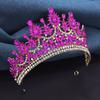 Luxury Rose Red Crystal Tiaras and Crowns for Bride Wedding Crown Headdress Princess Queen Birthday Prom Hair Jewelry Pageant