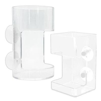Transparent Square Round Aquarium Feeder Bowl Fish Feeder Aquarium Feeder Food Dispenser Fish Shrimp Feeder with Suction Cup