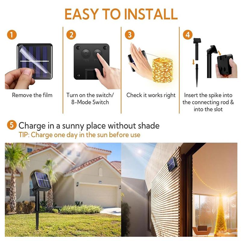 3000LM  Solar LED Fairy Light Outdoor Waterproof Festoon Garland String Lights Christmas Party Garden Solar Lamp Decorations