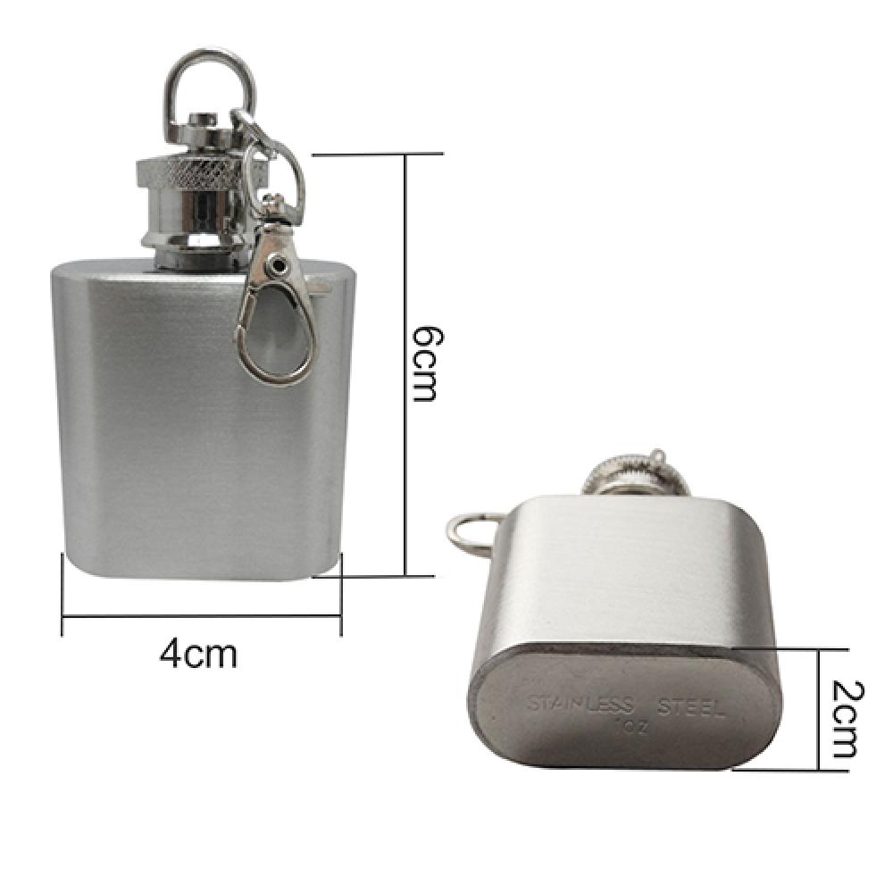 1 Oz Whiskey Wine Bottle Mini Pocket Key Chain Stainless Steel Liquor Hip Flask Screw Cap Flagon
