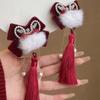 Cloth Red Velvet Bow Hairpin Plush Hanfu Hair Clip Cute Chinese New Year Headwear  Children
