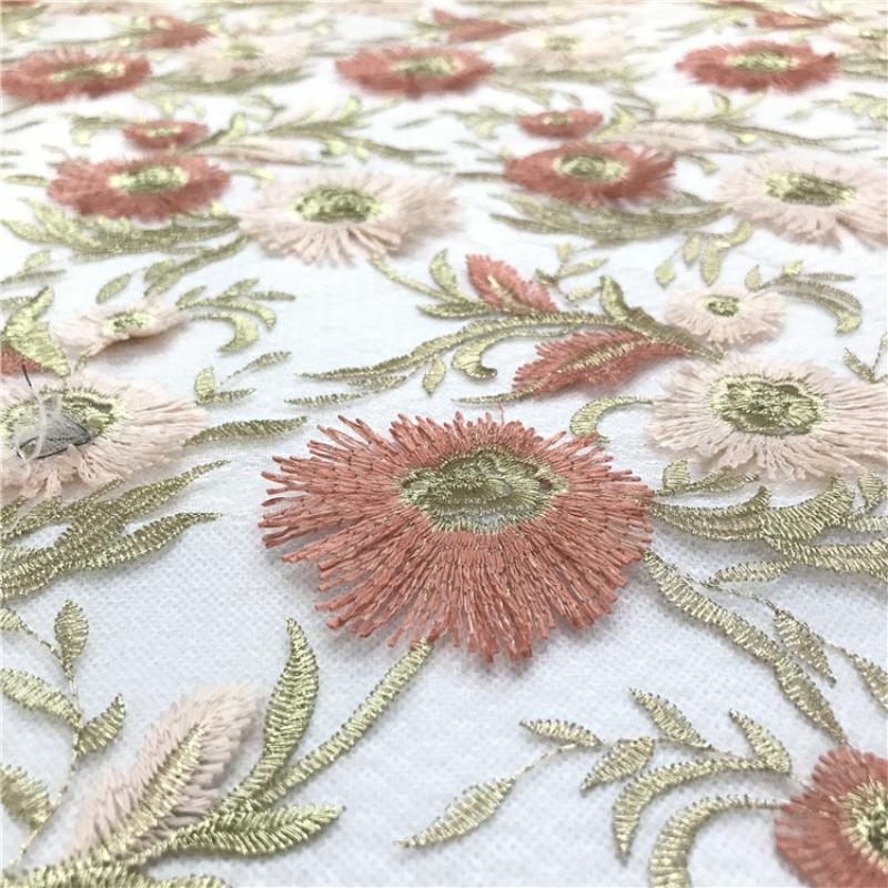 3D Floating Floral Lace Fabric Net Embroidered Fabric Used for DIY Women's Dress Performance Outfit Wedding Dress Suit