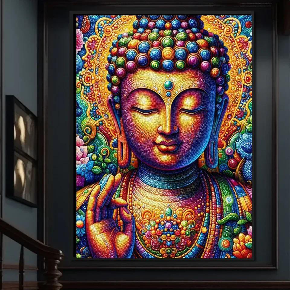 Buddha Statue Lotus DIY 5D Diamond Painting Kits New 2024 Cross Stitch Kits Mosaic Diamond Embroidery Amazing Religion Portrait
