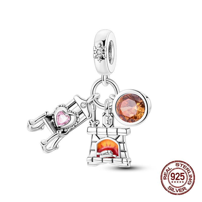 Original 925 Silver Charms Beads Winter Snowflake Snowman Igloo Penguin Pendants Fit Bracelet Charms Women Jewelry Gift