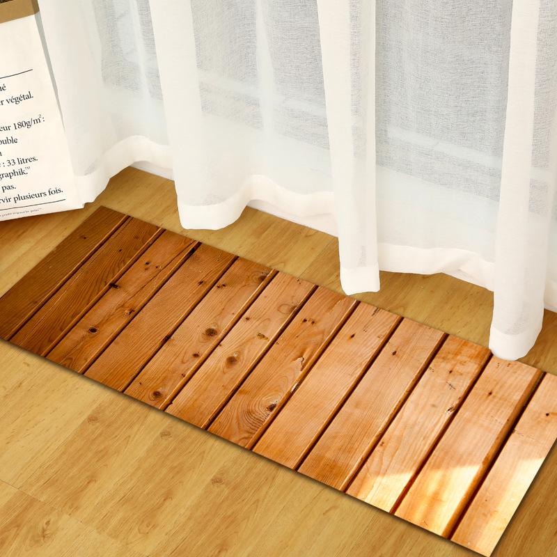 Wood Grain Household Door Mat Kitchen Absorbent Strip Bathroom Non-Slip Floor Mat Living Room Bedroom Carpet
