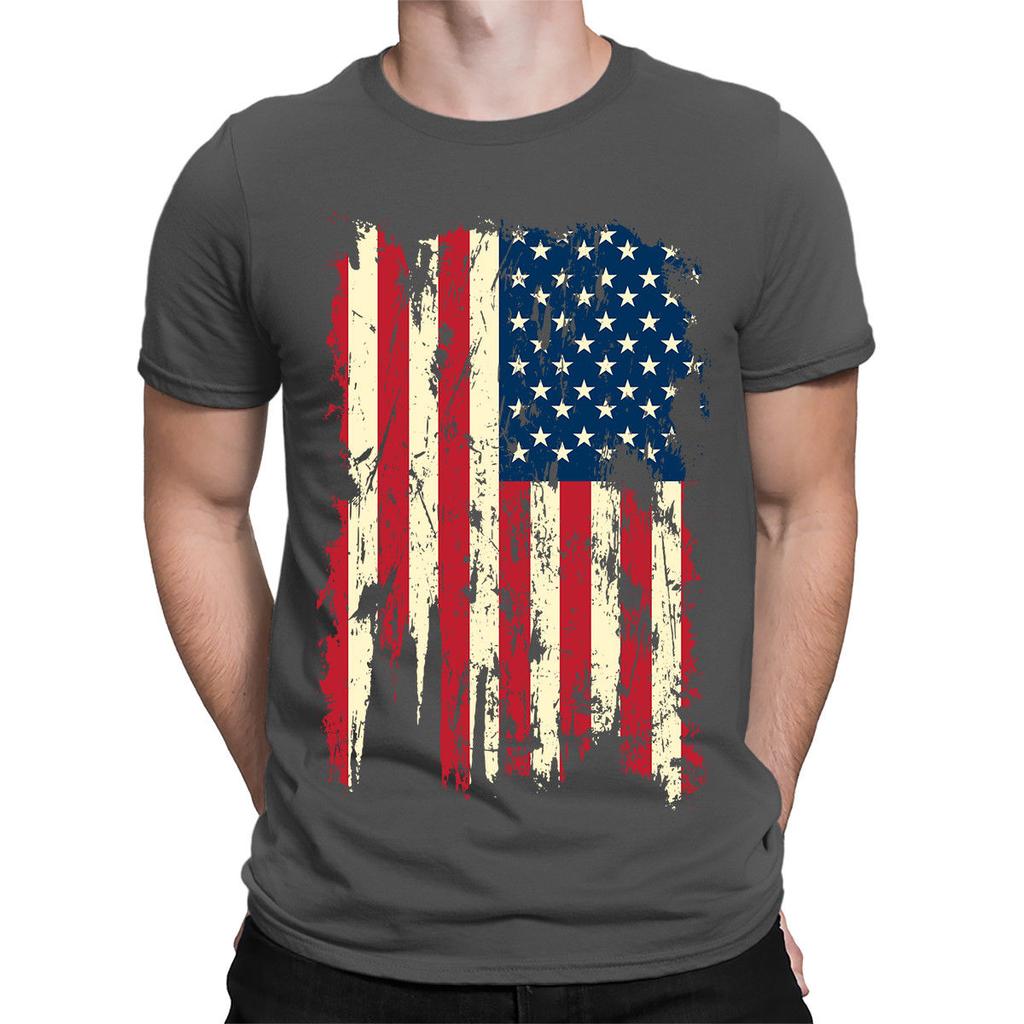 Colored USA Distressed Flag Patriotism 4th Of July Firework Adult Mens TShirt