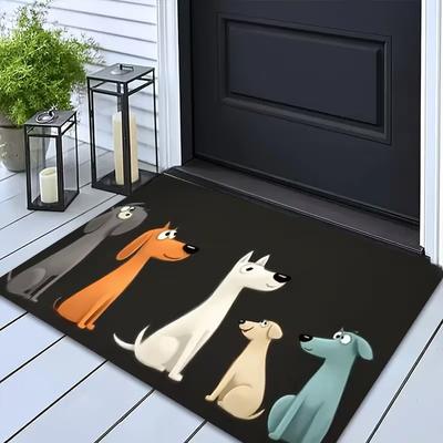 Haustierfreundliche rutschfeste Fußmatte mit süßem Cartoon-Hundepfotenabdruck-Design - Maschinenwaschbare Matte für Eingangsbereich, Waschküche, Garten