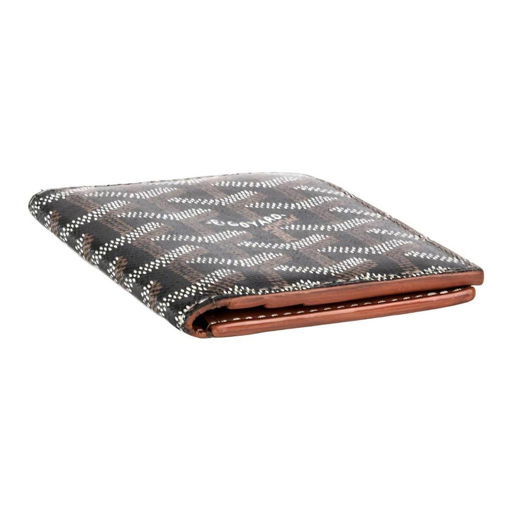 Goyard Grenelle Old Flower Pattern Clamshell Pocket  Canvas and Leather Card Holder and Passport Bag  Unisex  Black/brown