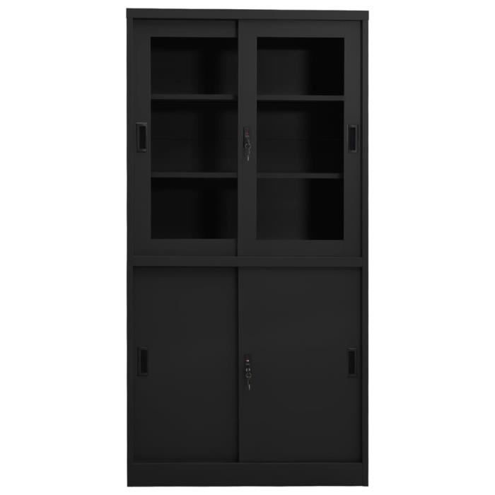 VidaXL Armoire de bureau et porte coulissante, Anthracite 90x40x180 cm