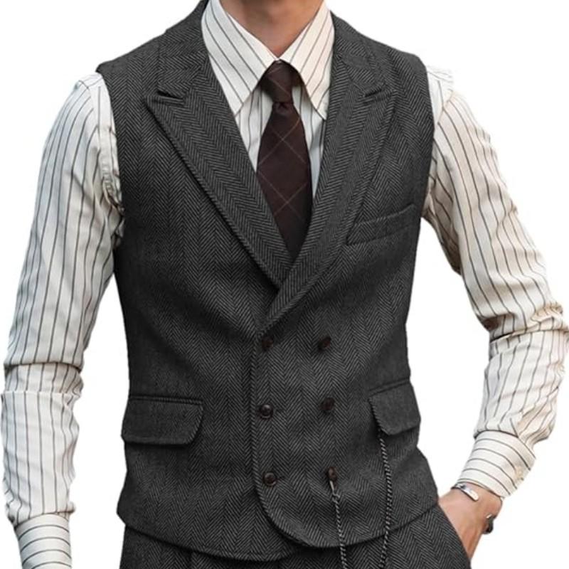Men Vest Brown Suede Leather Gentleman Business Waistcoat Vintage Regular Slim Business Banquet Men Suit Vest