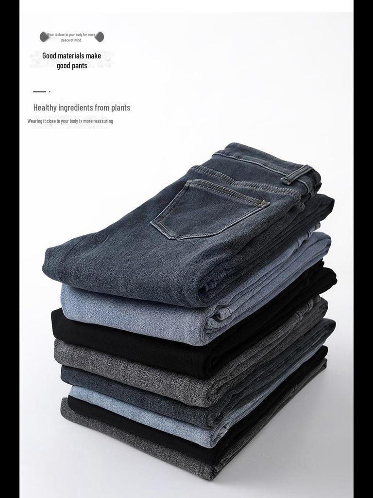 Women's High Waist Velvet-Lined Skinny Jeans - Warm, Slim, Elastic Fit for Autumn and Winter