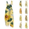 Tuta da donna stampata casual ampia vintage con spalline in cotone e lino