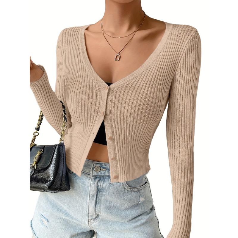 Women's Spring and Autumn Button Cardigan Knit Sweater