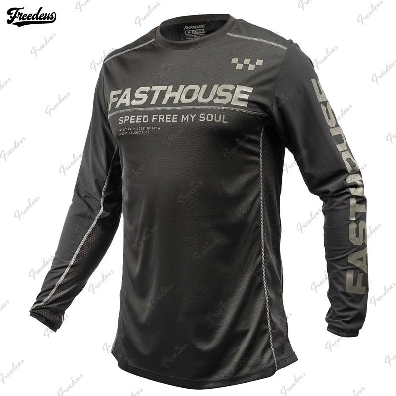 FASTHOUSE Camouflage Langarm Mountainbike Trikot Trail Riding Atmungsaktives Netz Radtrikot Herren