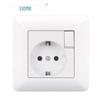Curved White European Standard Socket Panel with Double USB & Type C, German Switch, Concealed Installation