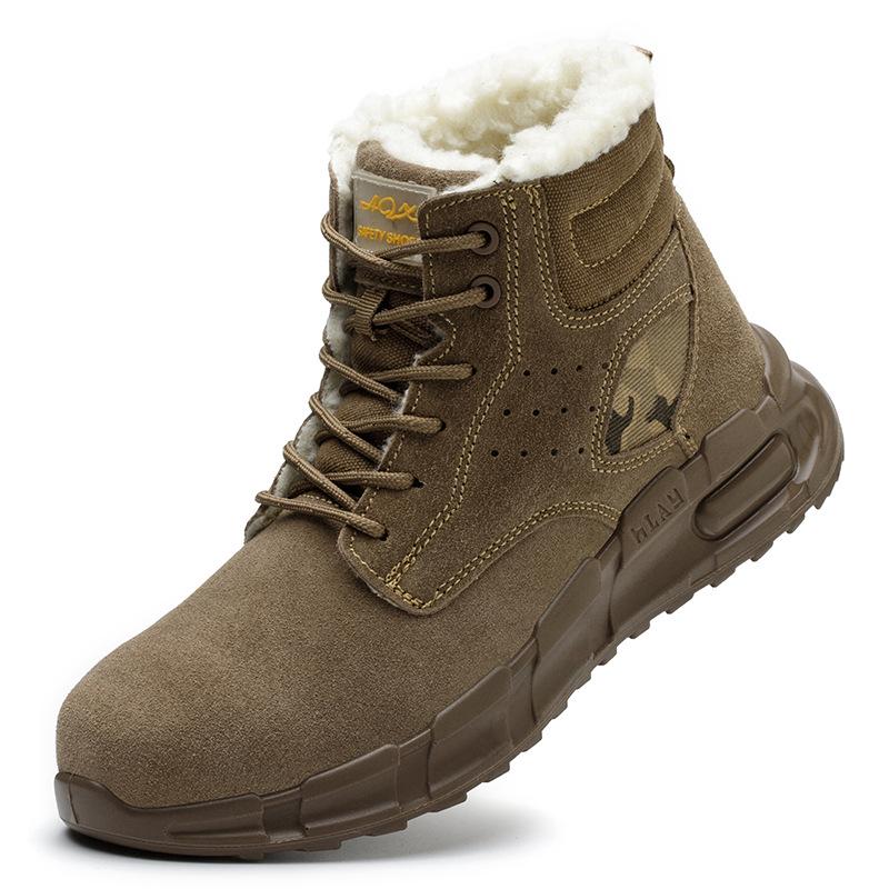 Men s Steel-Toe High-Top Work Shoes Fireproof Wear-Resistant Breathable and Comfortable Safety Footwear Khaki Size 43 3900₽