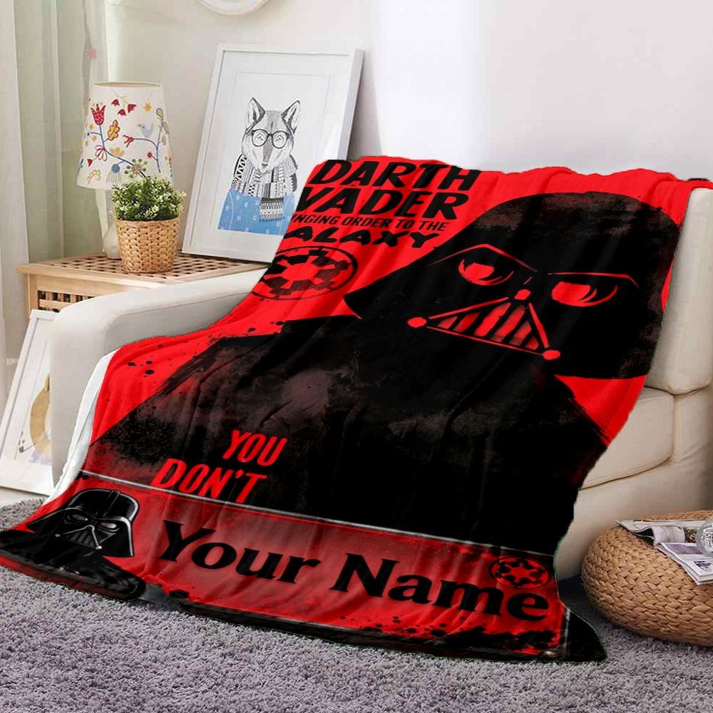 Custom Name Darth Vader Flannel Fleece Throw Blanket with Personalized, Soft Cozy Blanket for Home Decor Birthday Gift
