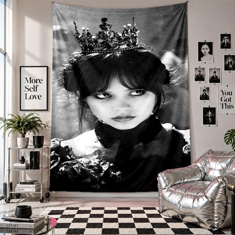 Wall TapestryWednesday Addams Art Hanging Cloth Decorative Background Cover for Room Decoration