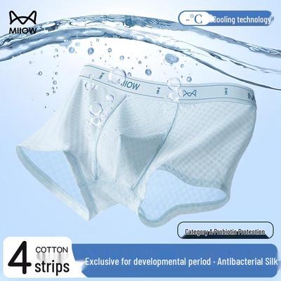 Maoren Boys' Ice Silk Breathable Antibacterial Underwear (4-Pack)